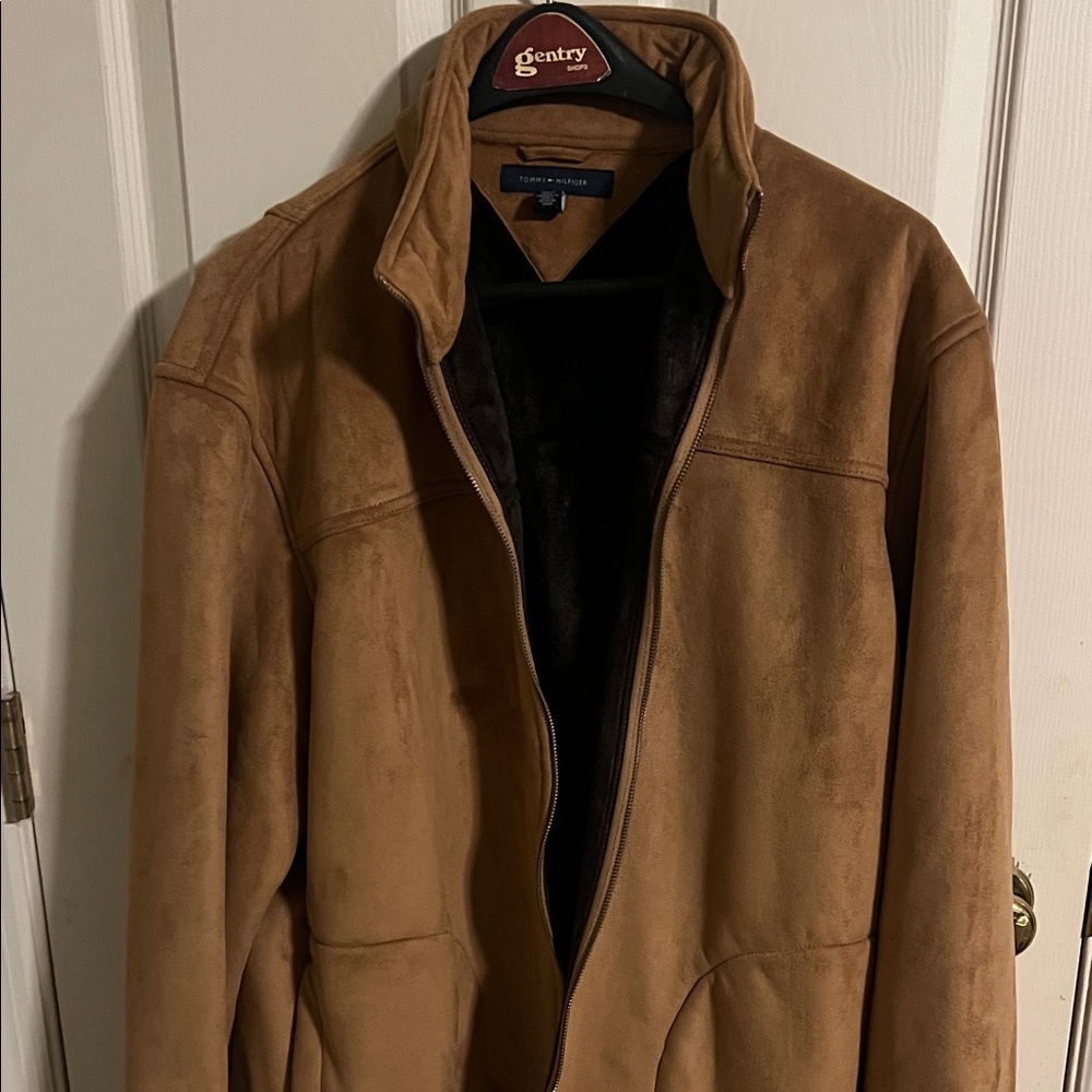 Tommy Hilfiger Men's Camel Suede Zip Jacket